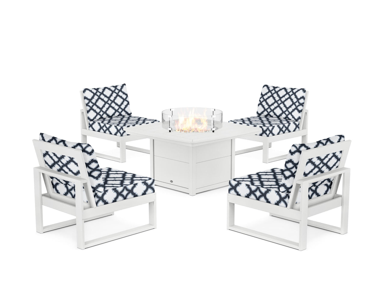 Trex Eastport Modular 5-Piece Deep Seating Set with Yacht Club Fire Pit Table