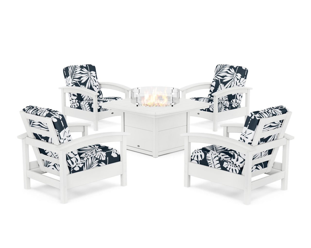 Trex Rockport 5-Piece Deep Seating Set with Yacht Club Fire Pit Table