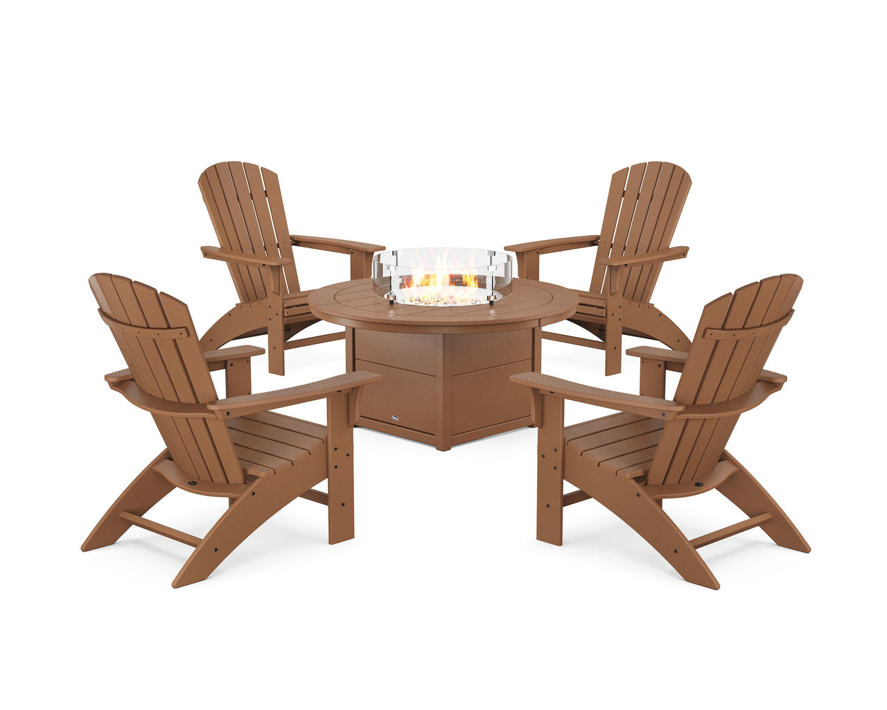 Trex Yacht Club Adirondack 5-Piece Set with Round Fire Pit Table