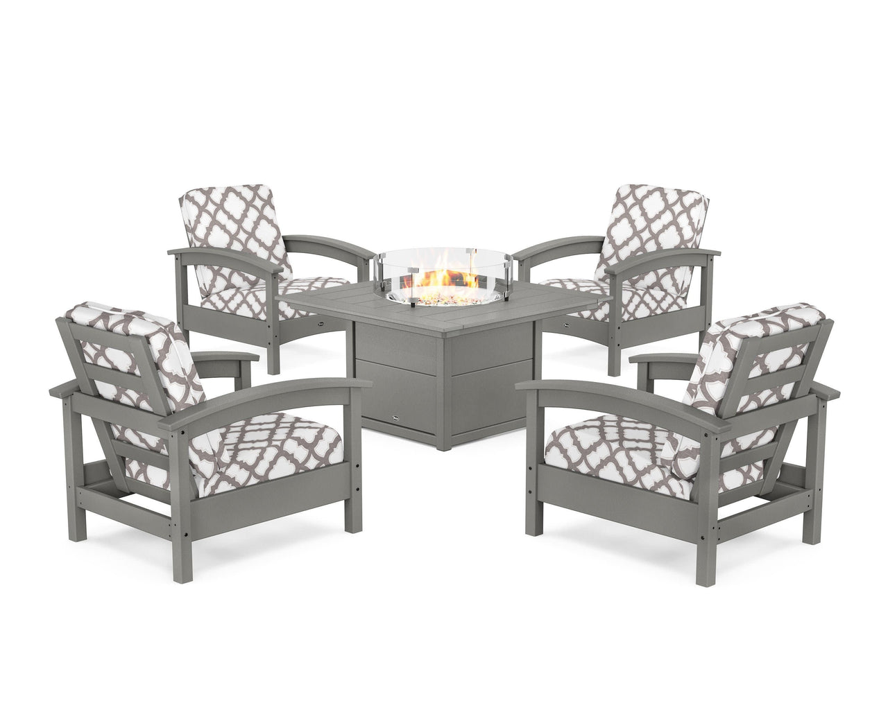 Trex Rockport 5-Piece Deep Seating Set with Square Fire Pit Table