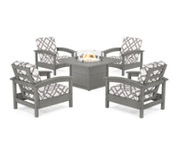 Thumbnail for Trex Rockport 5-Piece Deep Seating Set with Square Fire Pit Table