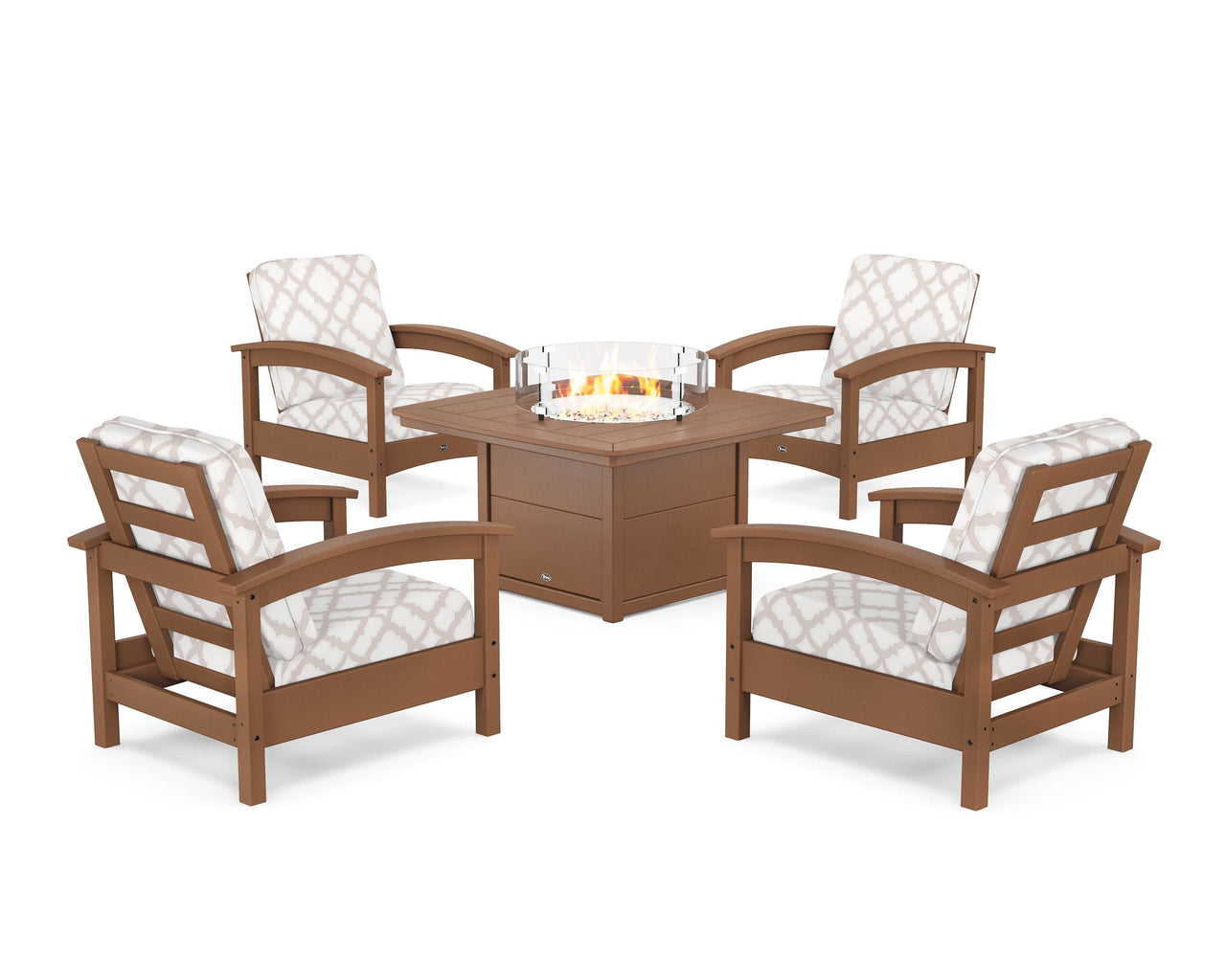 Trex Rockport 5-Piece Deep Seating Set with Yacht Club Fire Pit Table