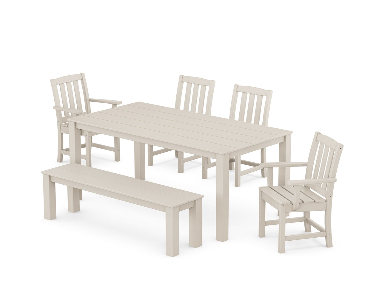 Trex Cape Cod 6-Piece Parsons Dining Set with Bench - Sand Castle
