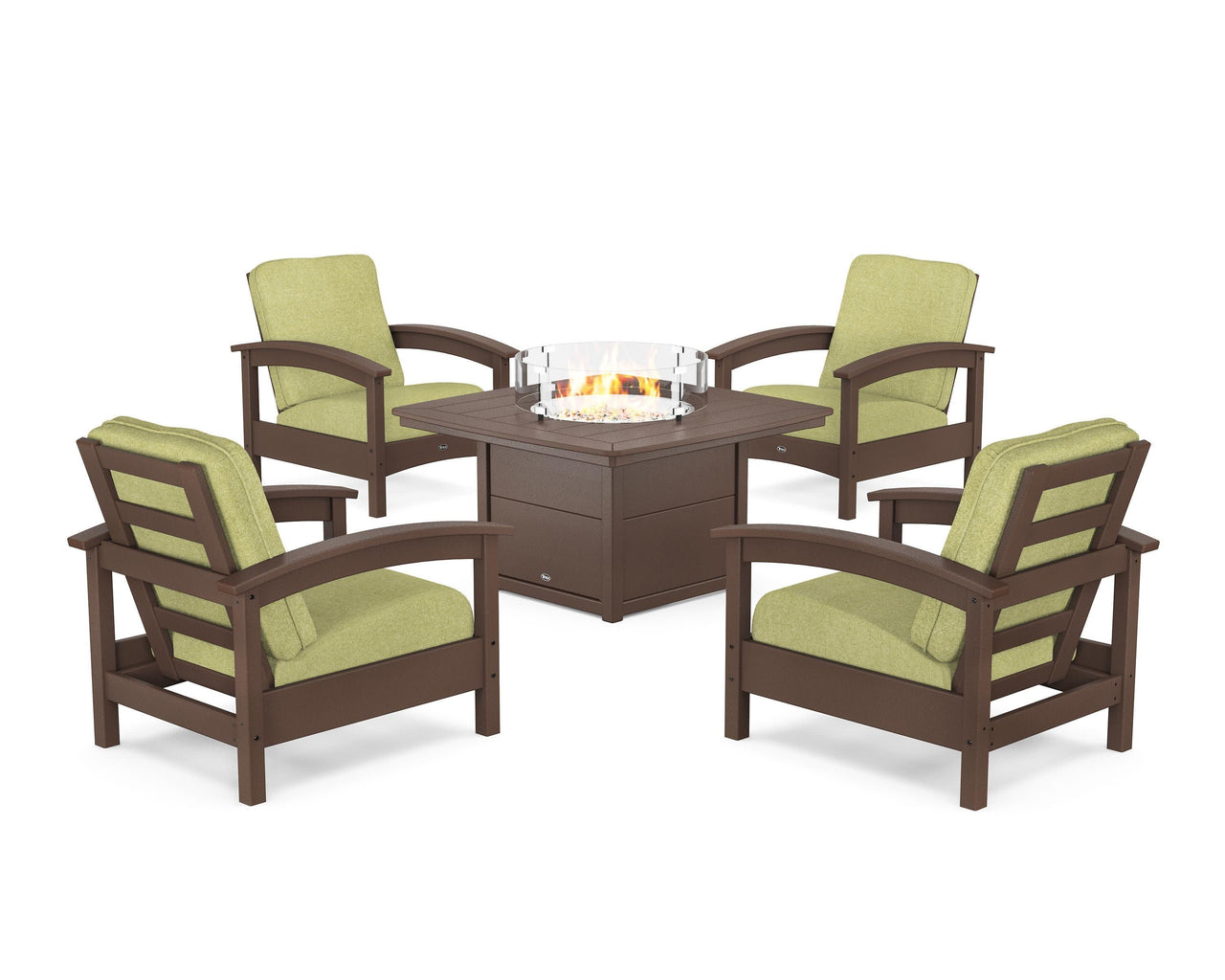 Trex Rockport 5-Piece Deep Seating Set with Yacht Club Fire Pit Table