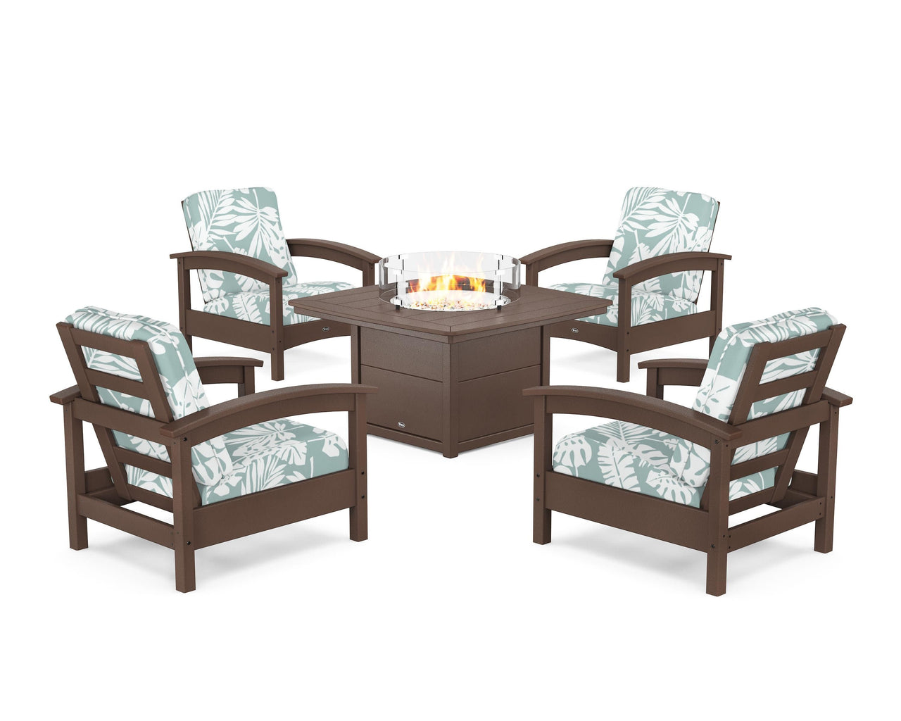 Trex Rockport 5-Piece Deep Seating Set with Yacht Club Fire Pit Table