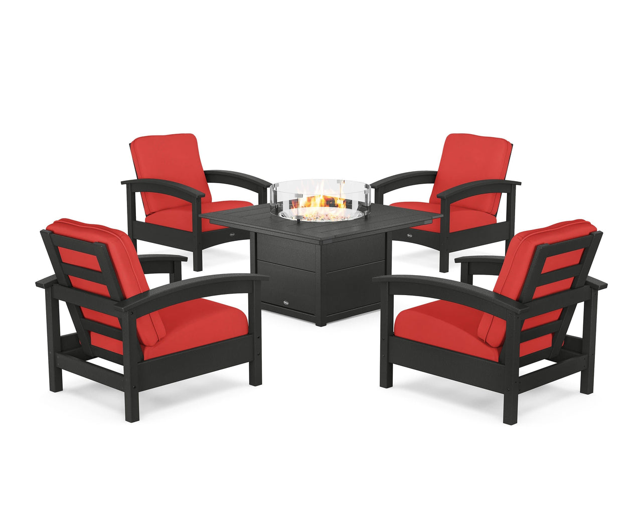 Trex Rockport 5-Piece Deep Seating Set with Square Fire Pit Table
