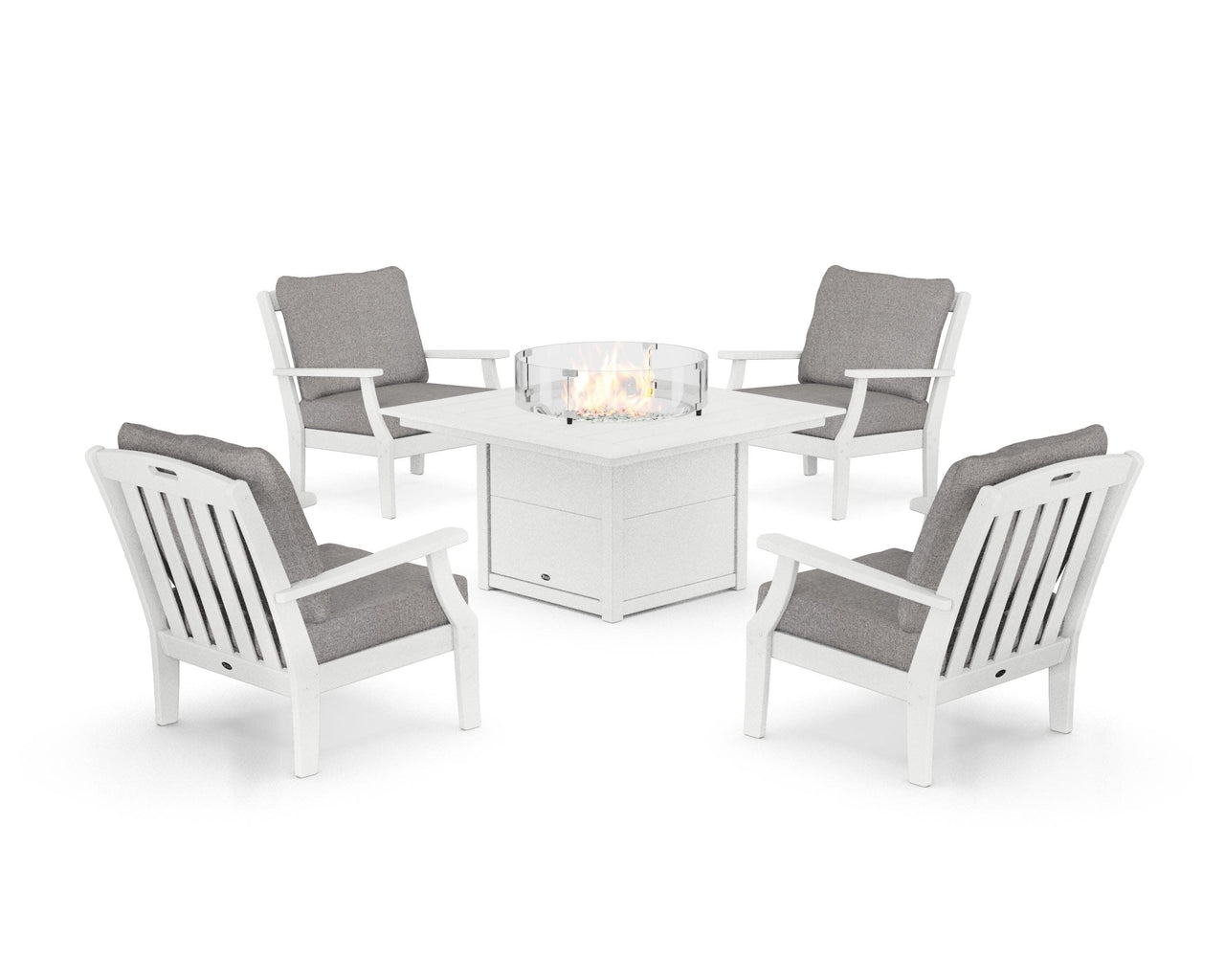Trex Yacht Club 5-Piece Deep Seating Set with Square Fire Pit Table