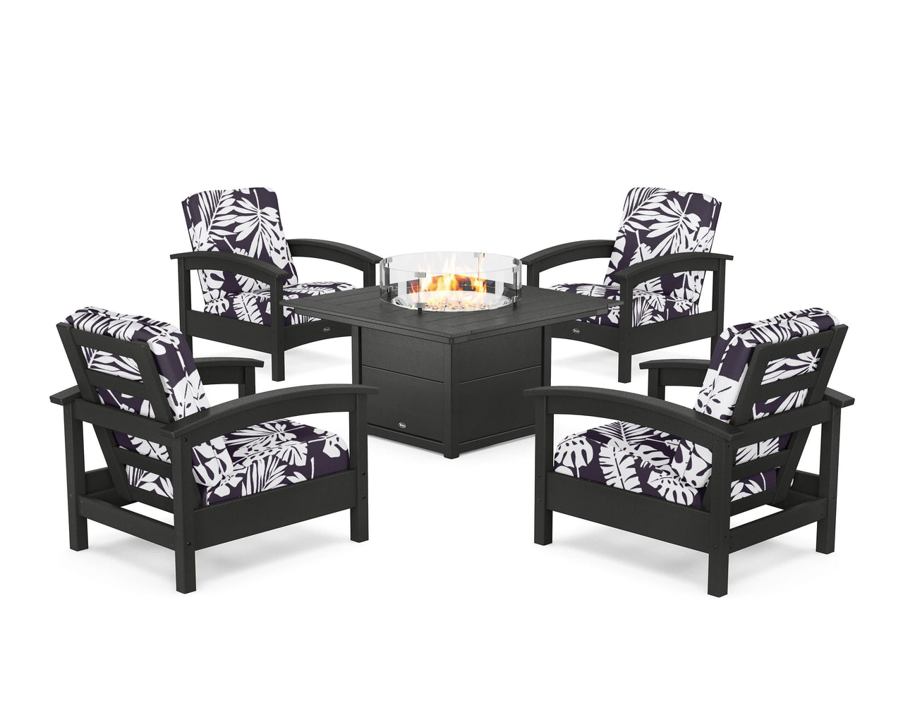 Trex Rockport 5-Piece Deep Seating Set with Square Fire Pit Table