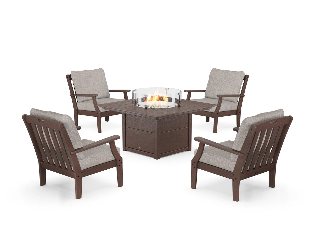Trex Yacht Club 5-Piece Deep Seating Set with Square Fire Pit Table