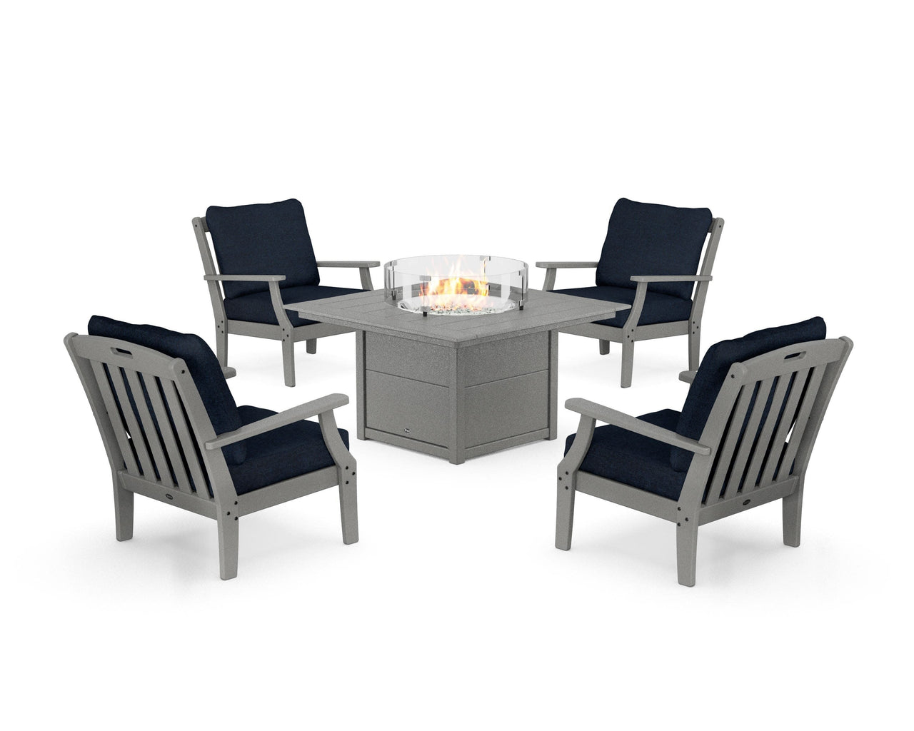 Trex Yacht Club 5-Piece Deep Seating Set with Square Fire Pit Table