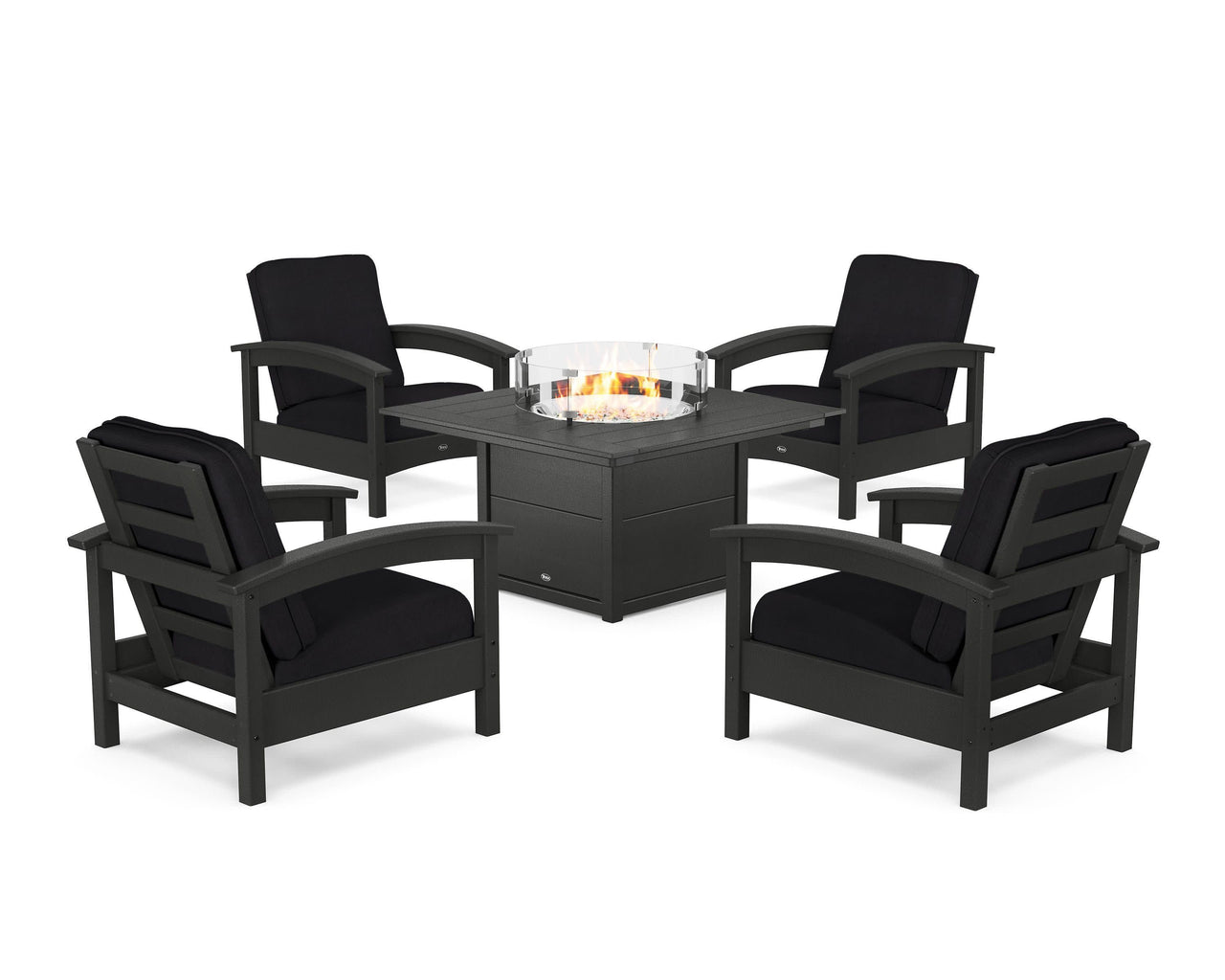 Trex Rockport 5-Piece Deep Seating Set with Square Fire Pit Table