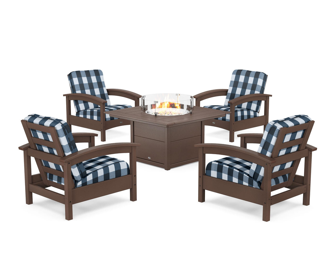 Trex Rockport 5-Piece Deep Seating Set with Square Fire Pit Table
