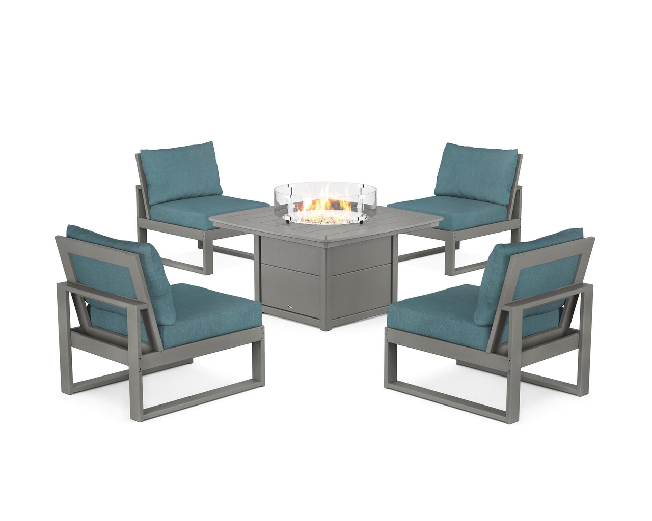 Trex Eastport Modular 5-Piece Deep Seating Set with Yacht Club Fire Pit Table