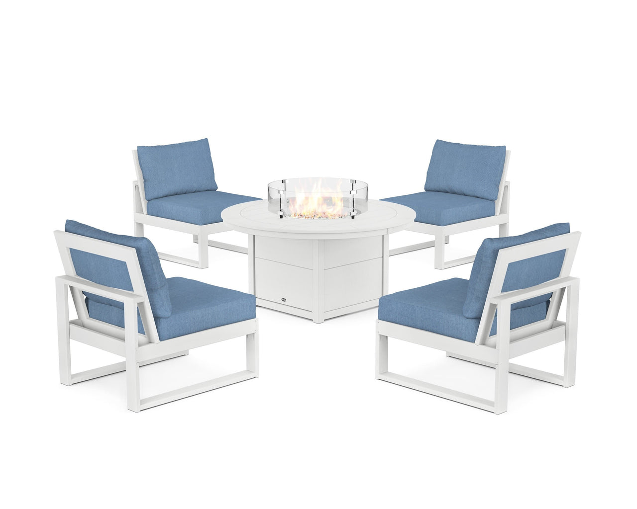 Trex Eastport Modular 5-Piece Deep Seating Set with Round Fire Pit Table