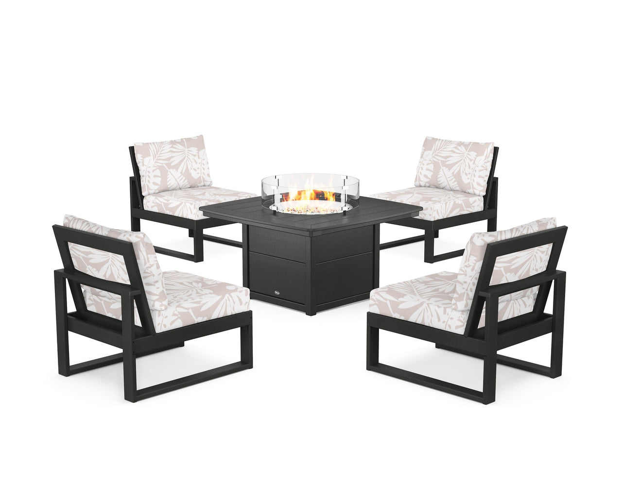 Trex Eastport Modular 5-Piece Deep Seating Set with Yacht Club Fire Pit Table