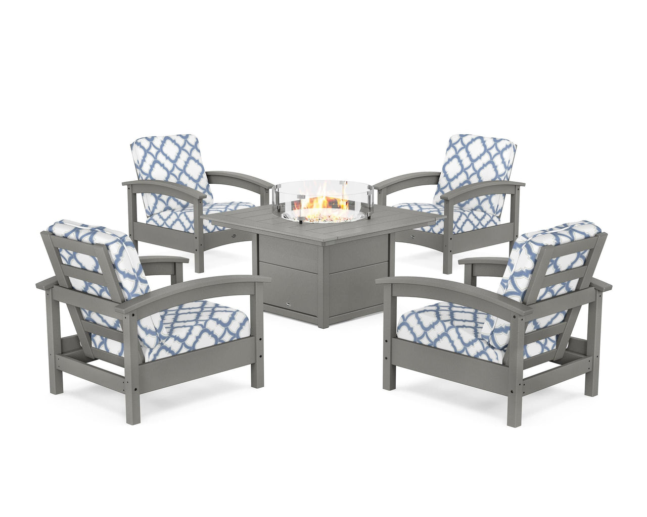 Trex Rockport 5-Piece Deep Seating Set with Square Fire Pit Table