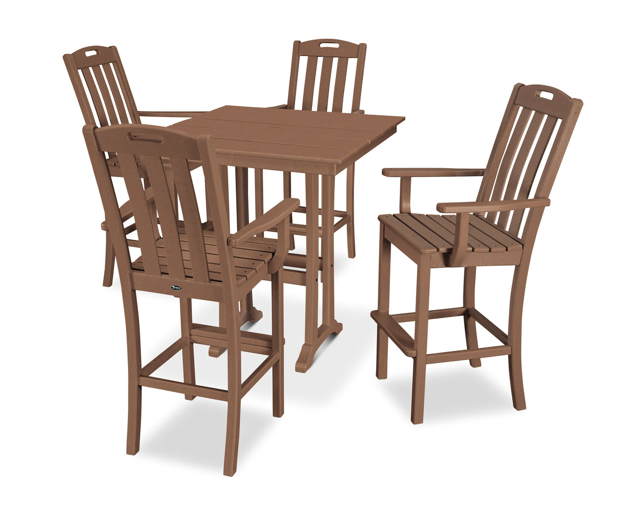 Trex Yacht Club 5-Piece Farmhouse Trestle Arm Chair Bar Set