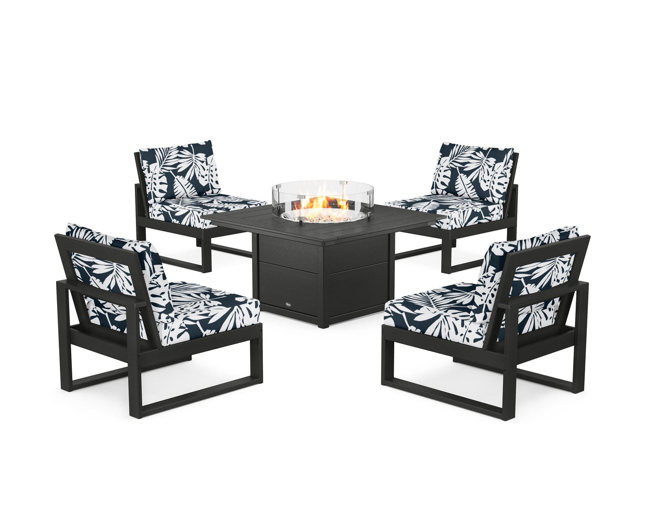 Trex Eastport Modular 5-Piece Deep Seating Set with Square Fire Pit Table