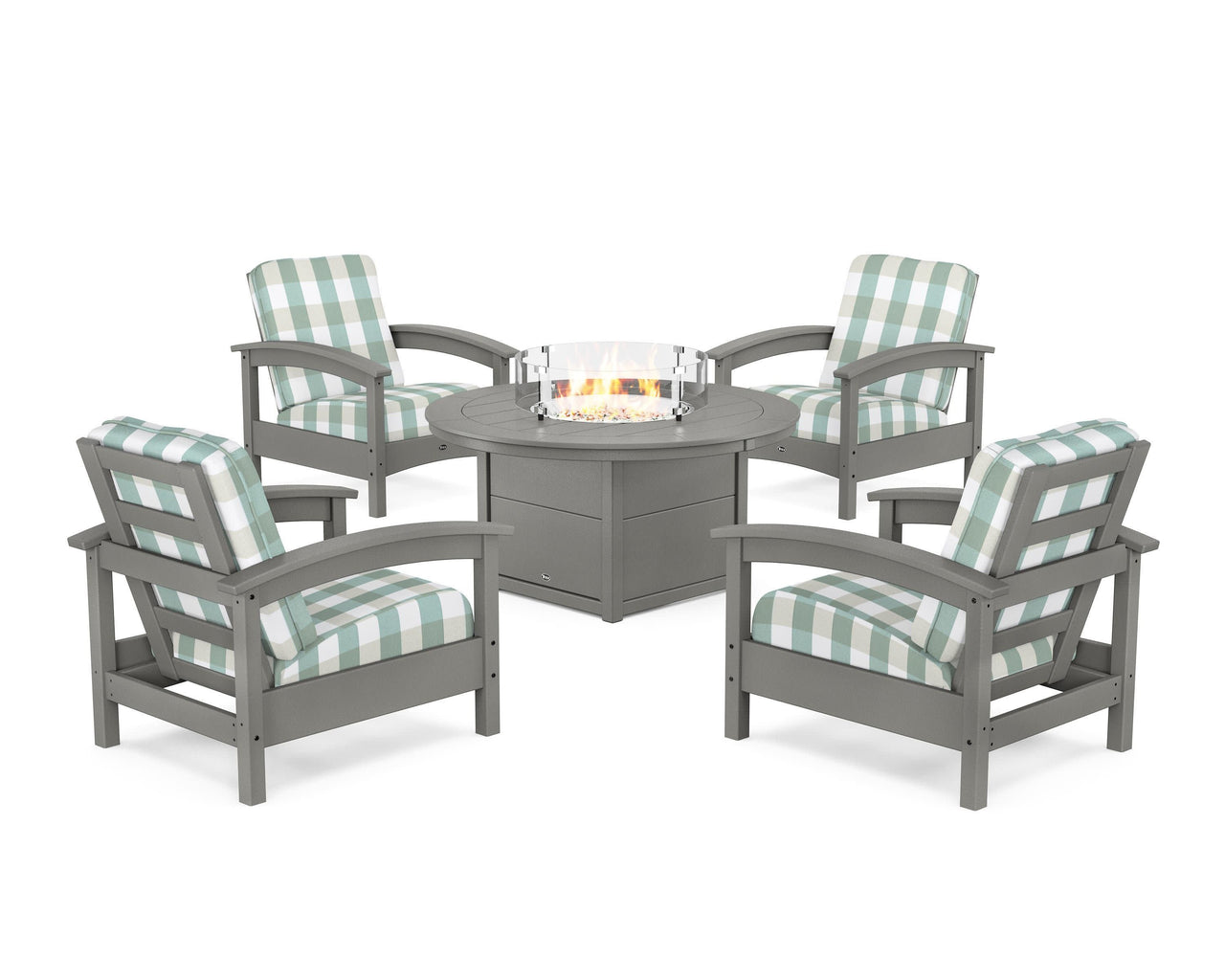 Trex Rockport 5-Piece Deep Seating Set with Round Fire Pit Table