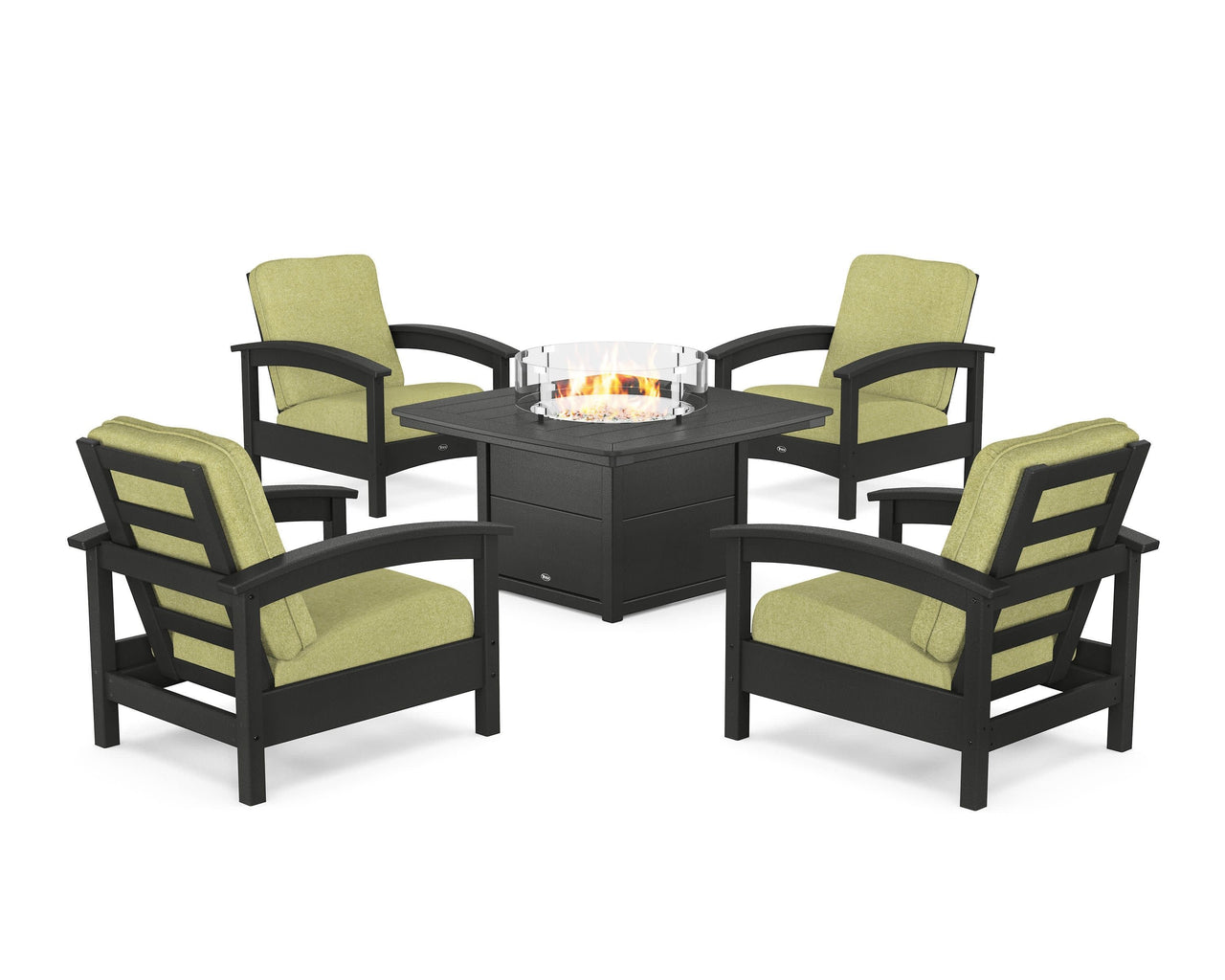 Trex Rockport 5-Piece Deep Seating Set with Yacht Club Fire Pit Table