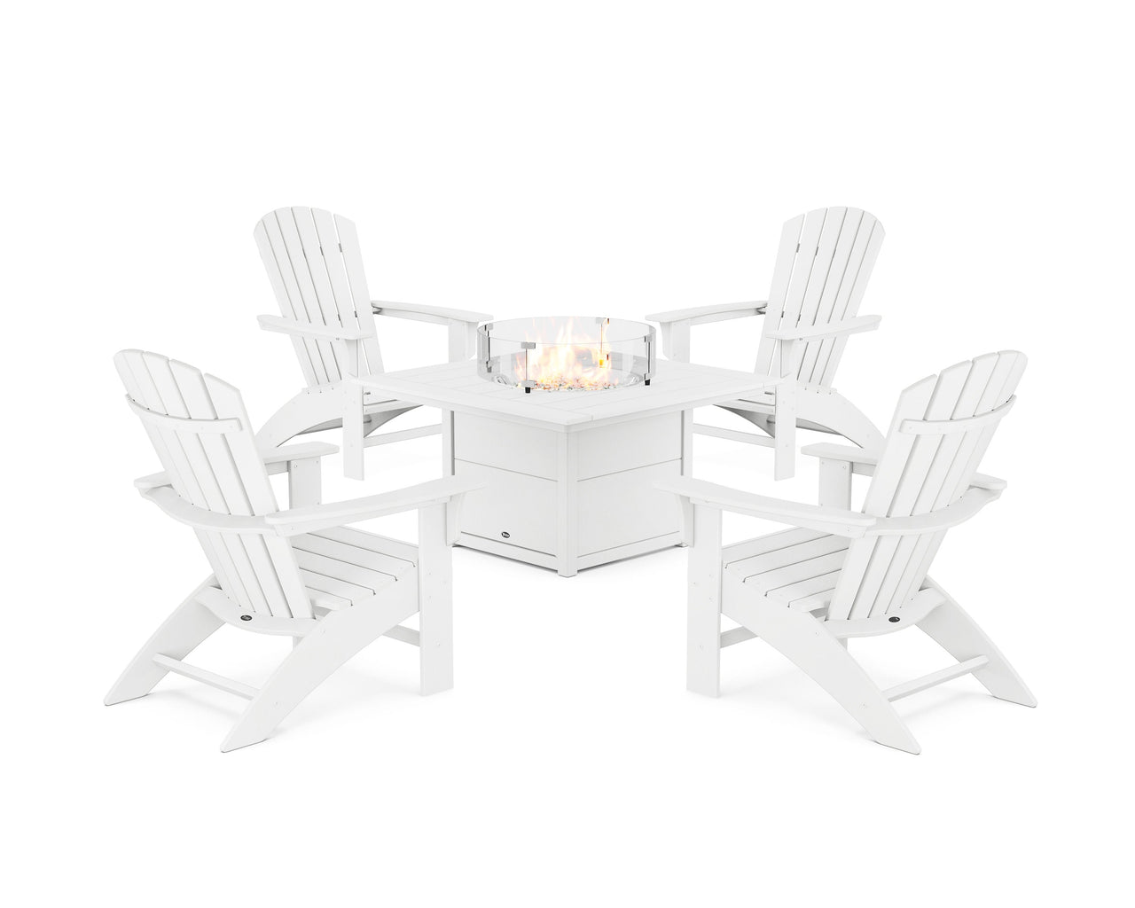 Trex Yacht Club Adirondack 5-Piece Set with Square Fire Pit Table