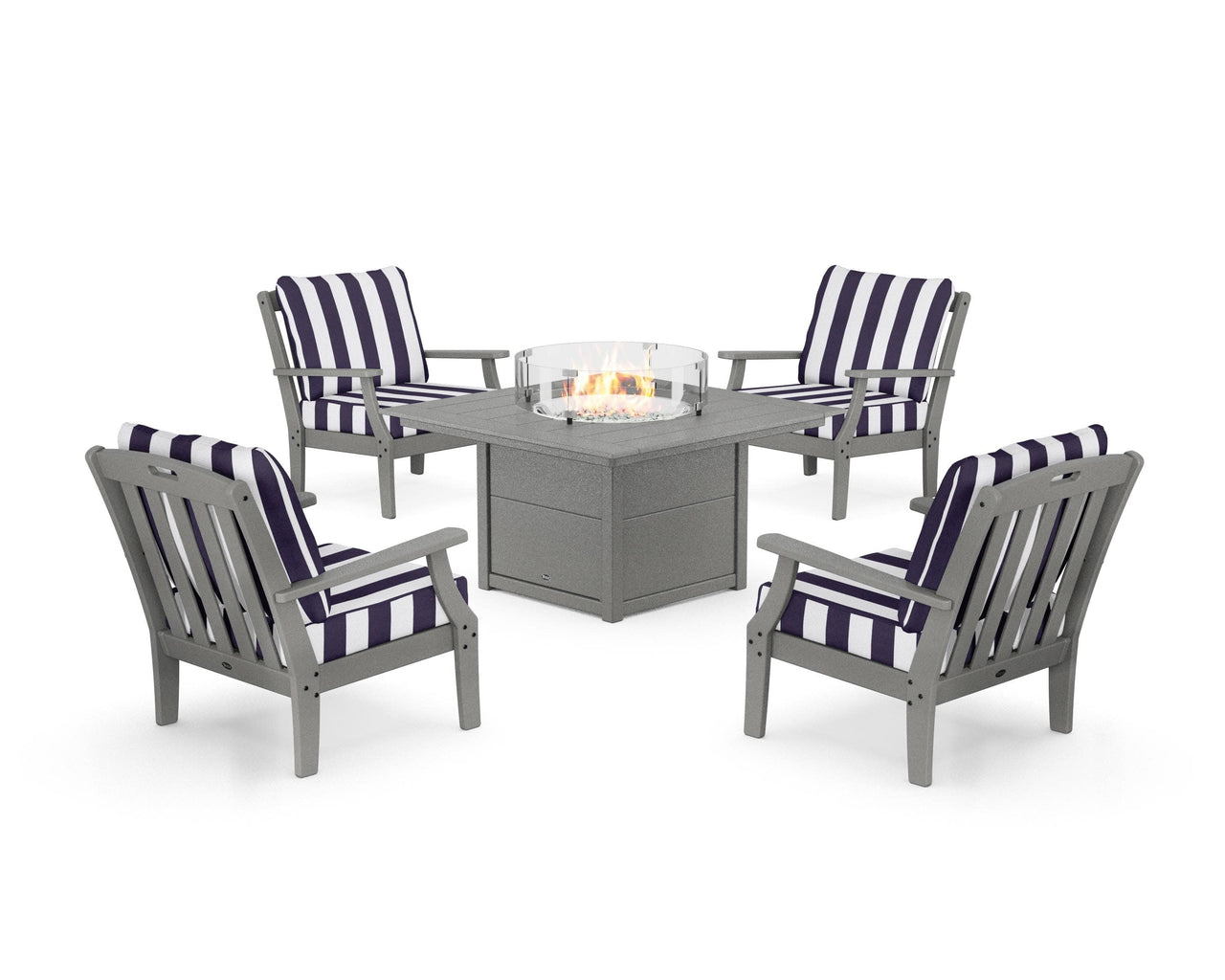 Trex Yacht Club 5-Piece Deep Seating Set with Square Fire Pit Table