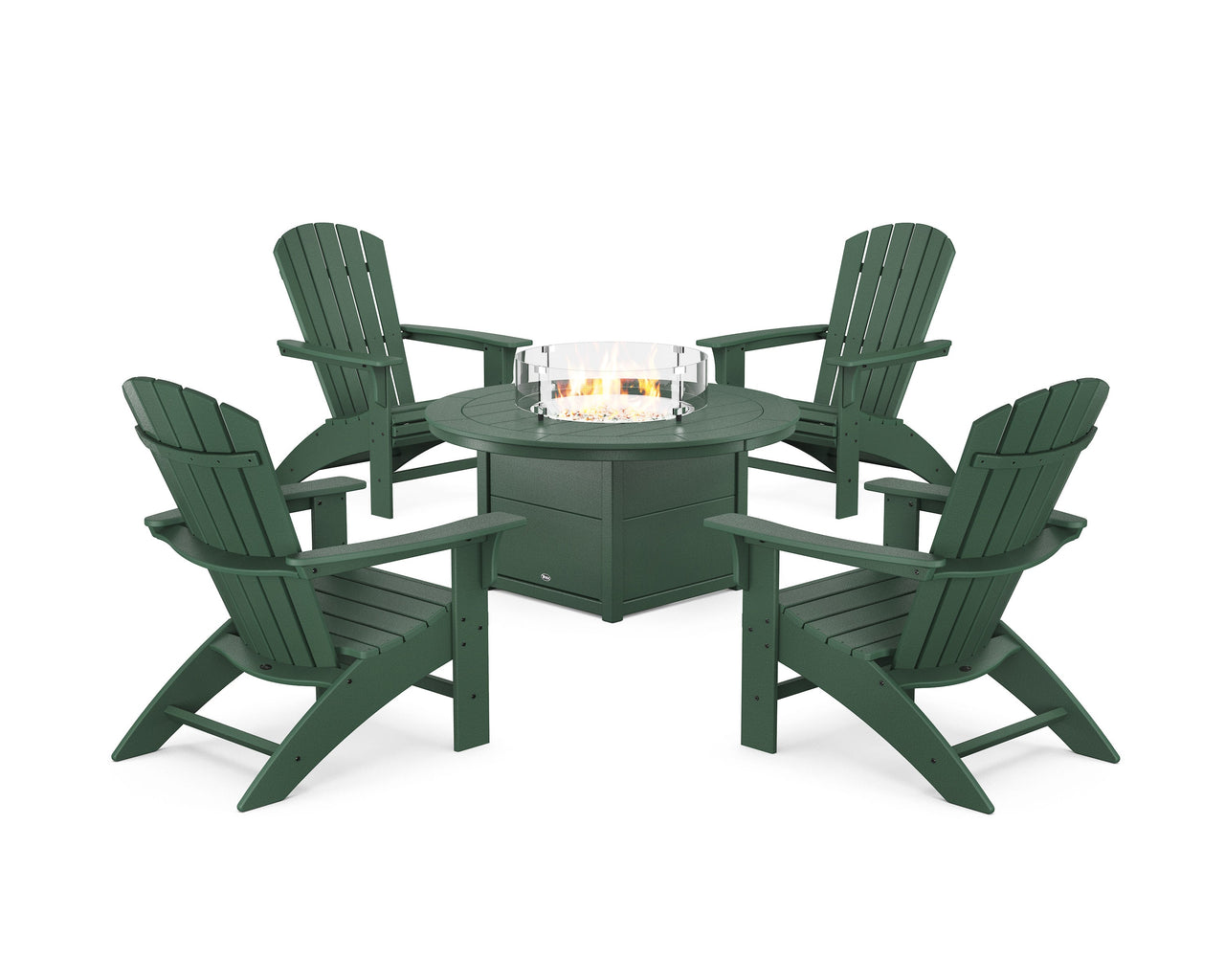 Trex Yacht Club Adirondack 5-Piece Set with Round Fire Pit Table