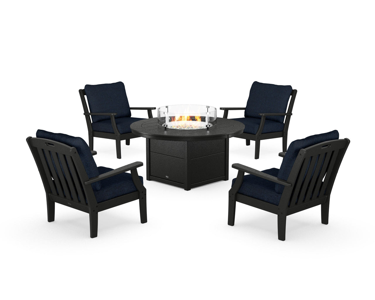 Trex Yacht Club 5-Piece Deep Seating Set with Round Fire Pit Table