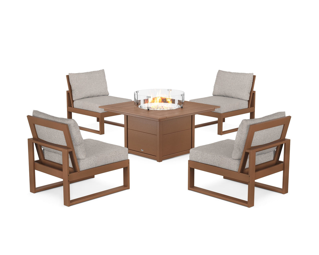 Trex Eastport Modular 5-Piece Deep Seating Set with Square Fire Pit Table