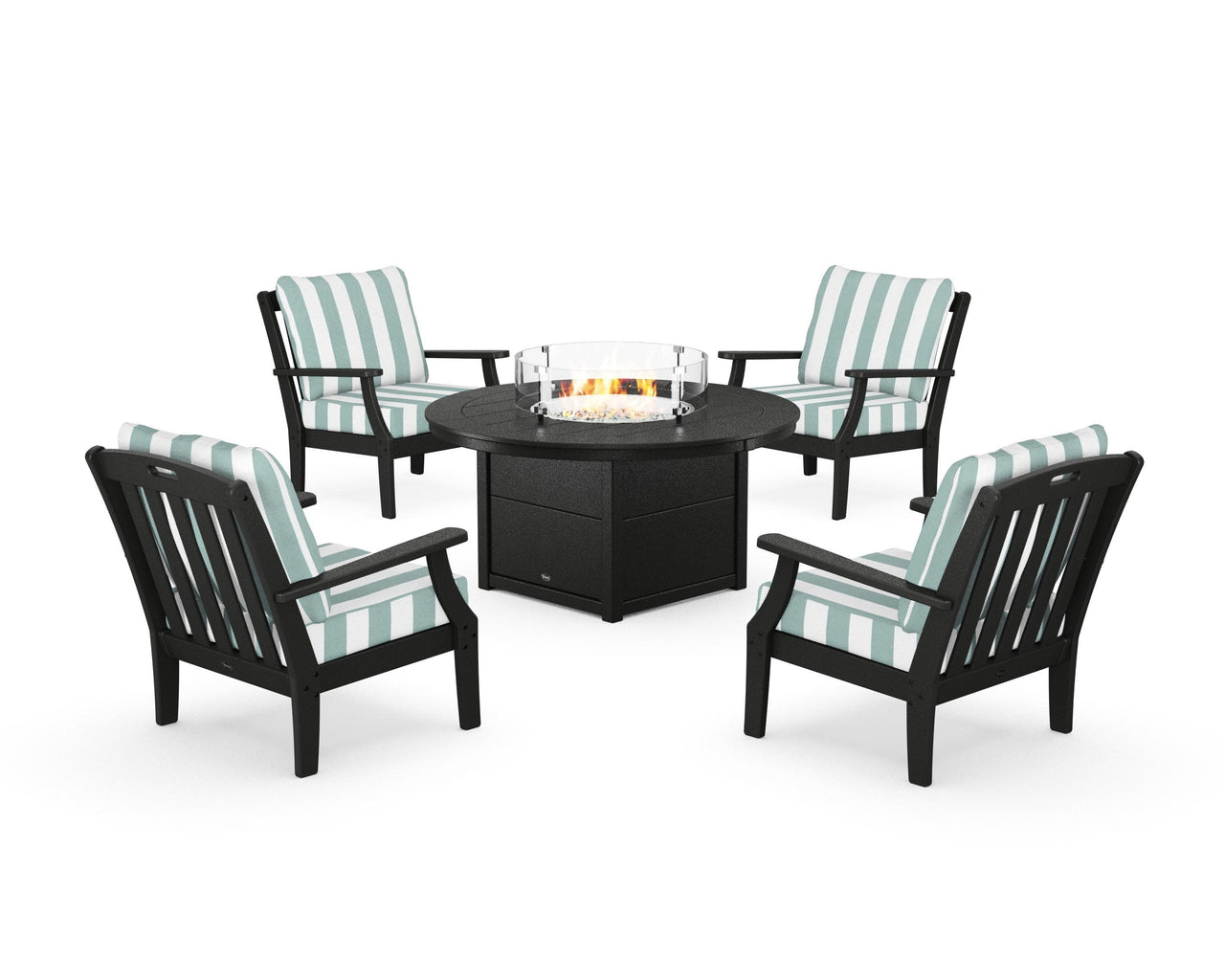 Trex Yacht Club 5-Piece Deep Seating Set with Round Fire Pit Table