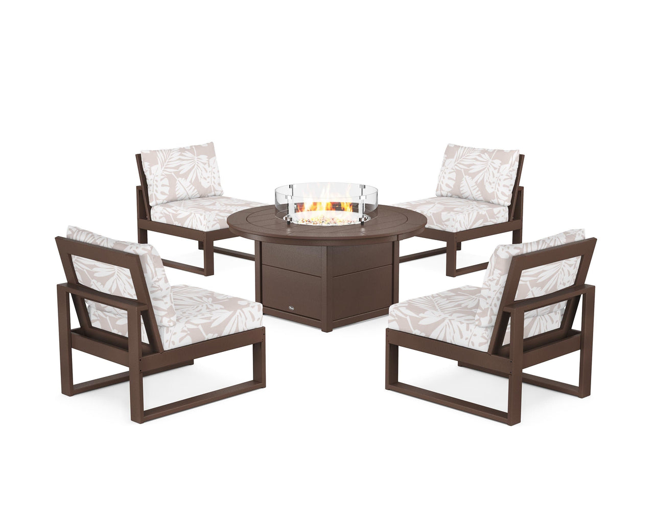 Trex Eastport Modular 5-Piece Deep Seating Set with Round Fire Pit Table