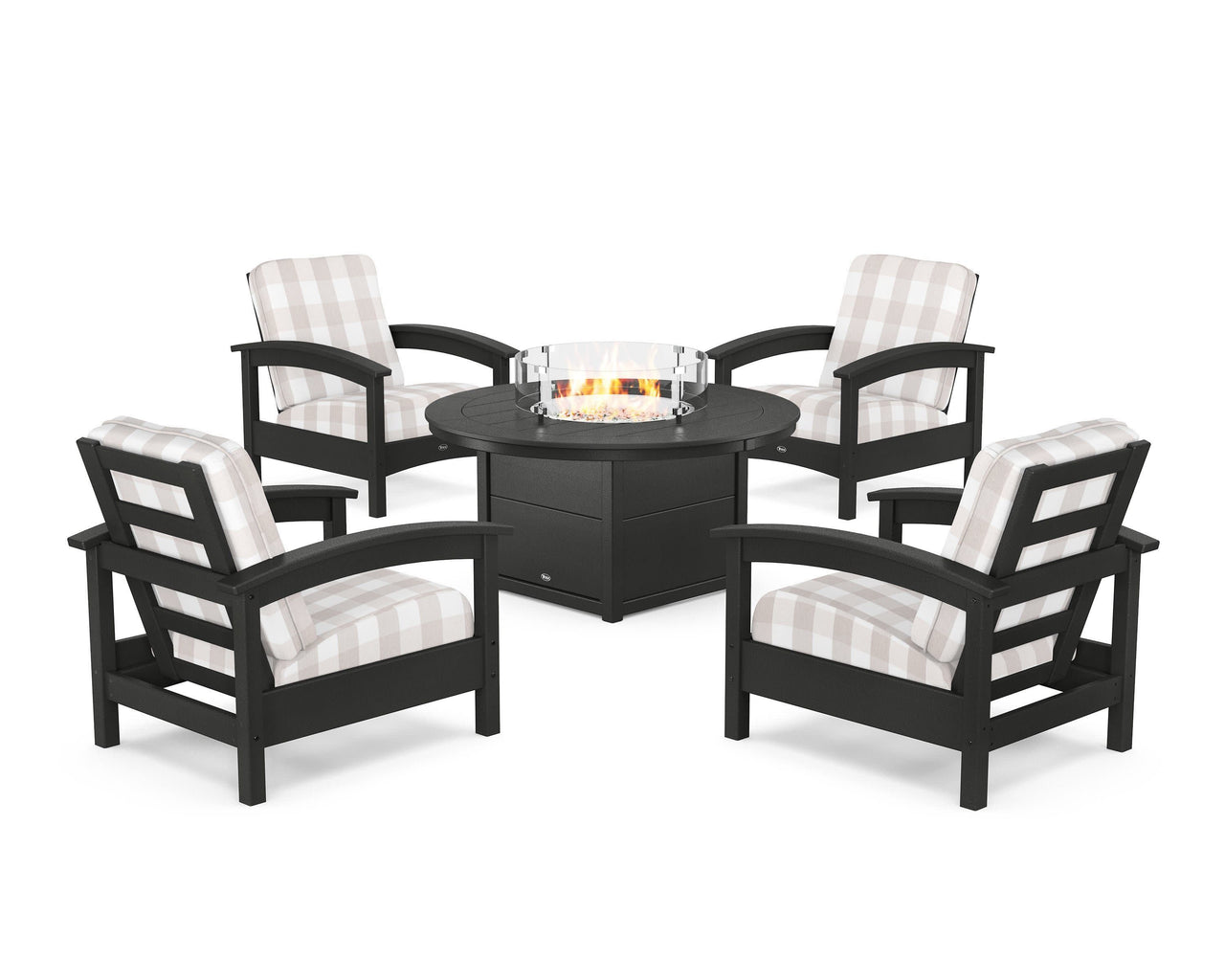 Trex Rockport 5-Piece Deep Seating Set with Round Fire Pit Table