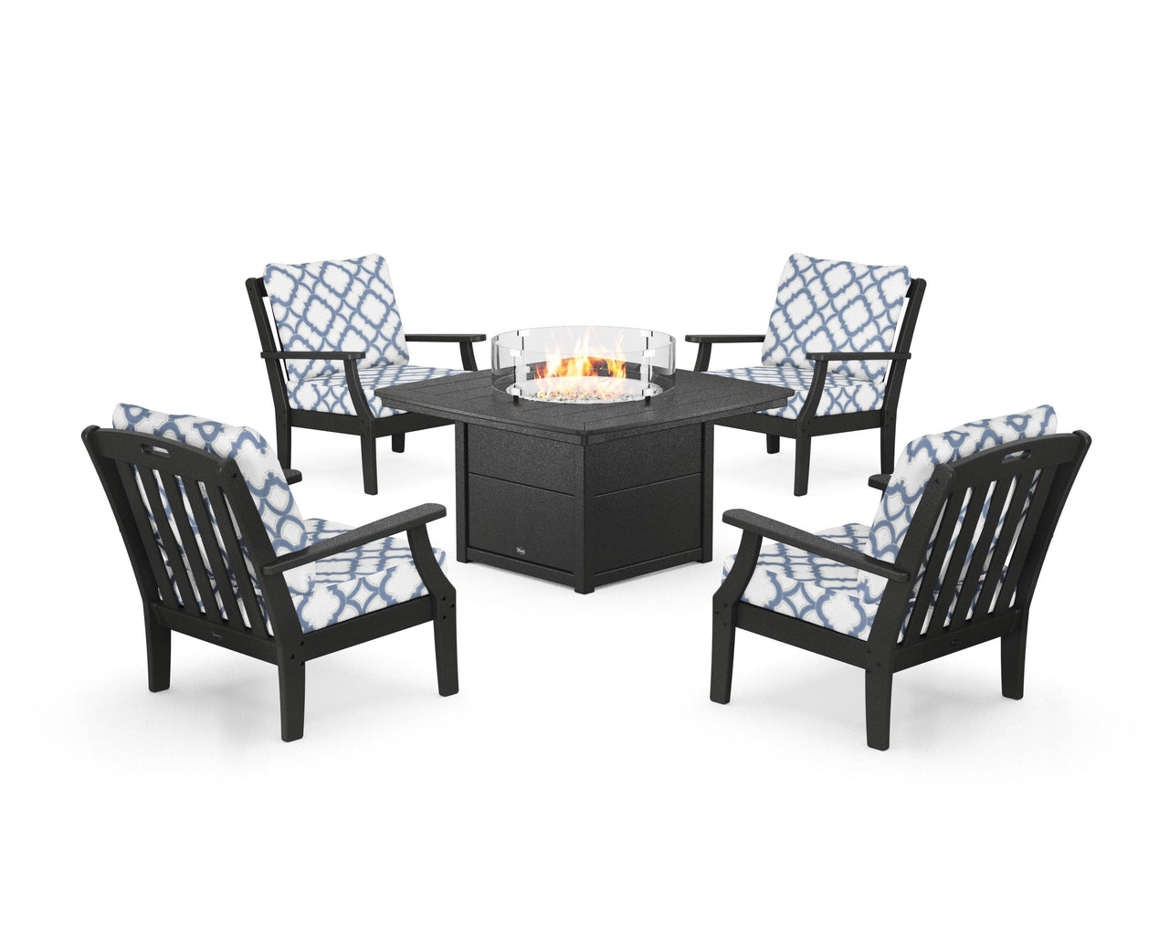 Trex Yacht Club 5-Piece Deep Seating Set with Fire Pit Table