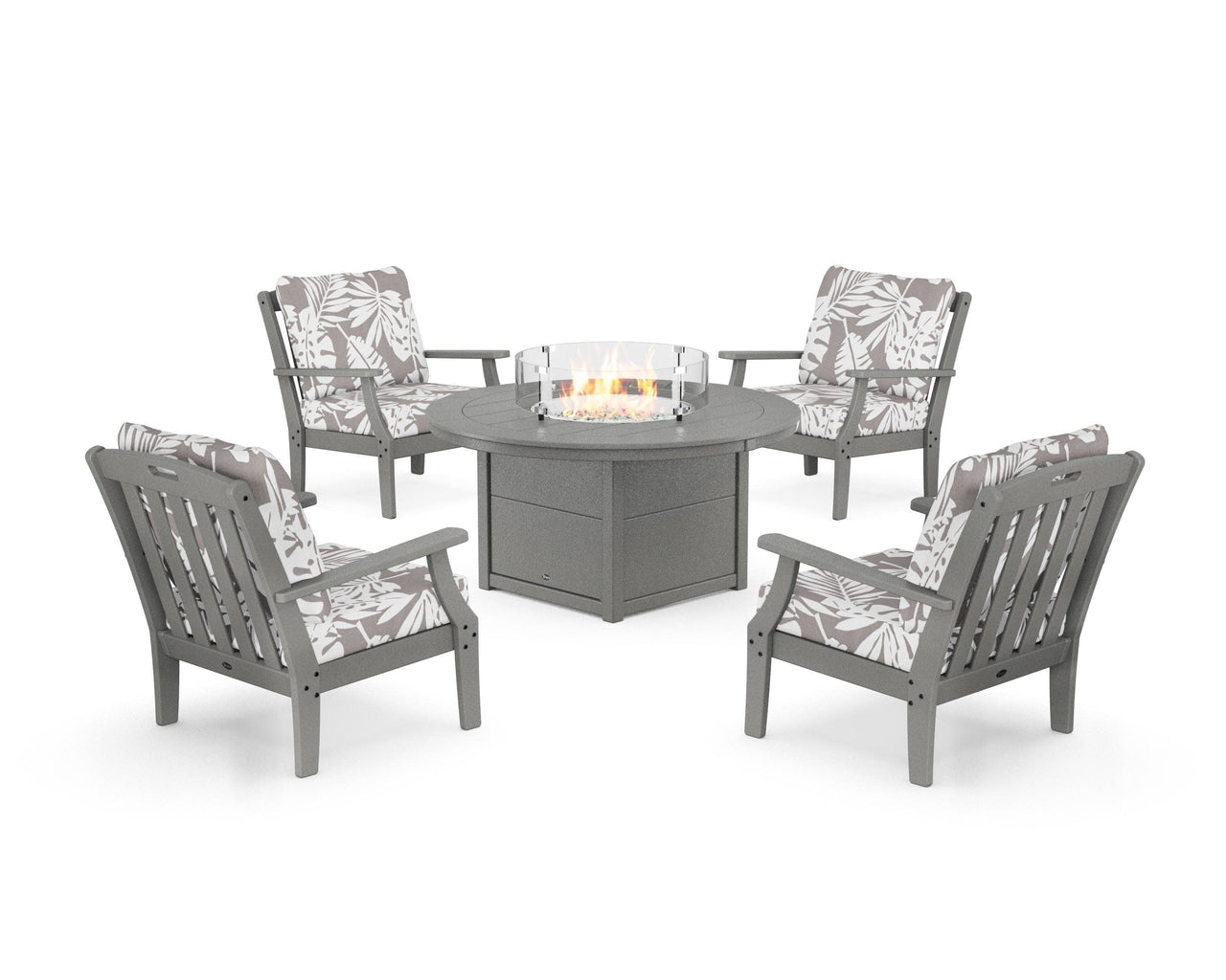 Trex Yacht Club 5-Piece Deep Seating Set with Round Fire Pit Table