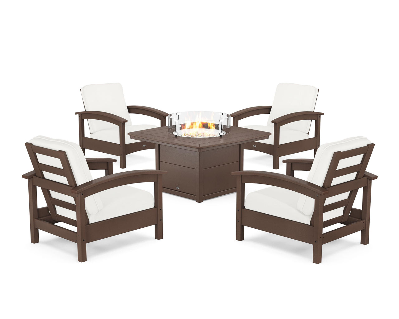 Trex Rockport 5-Piece Deep Seating Set with Yacht Club Fire Pit Table