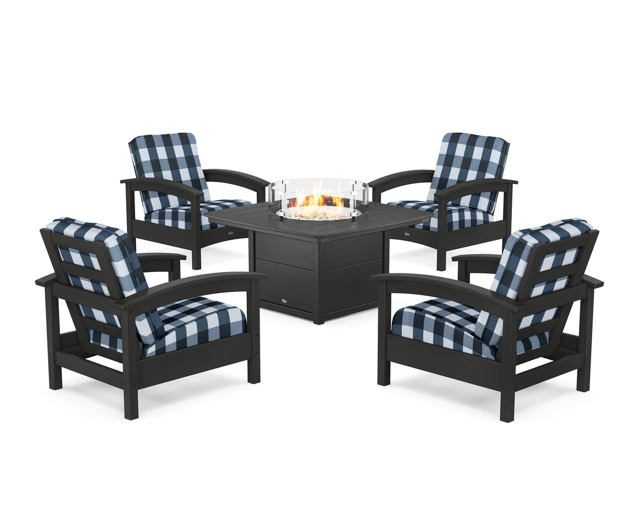 Trex Rockport 5-Piece Deep Seating Set with Yacht Club Fire Pit Table