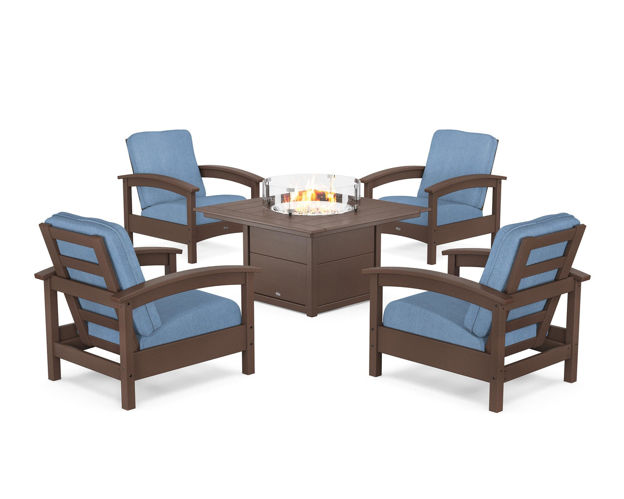 Trex Rockport 5-Piece Deep Seating Set with Square Fire Pit Table