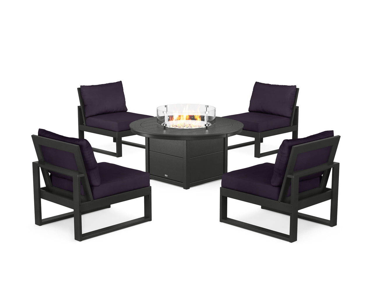 Trex Eastport Modular 5-Piece Deep Seating Set with Round Fire Pit Table