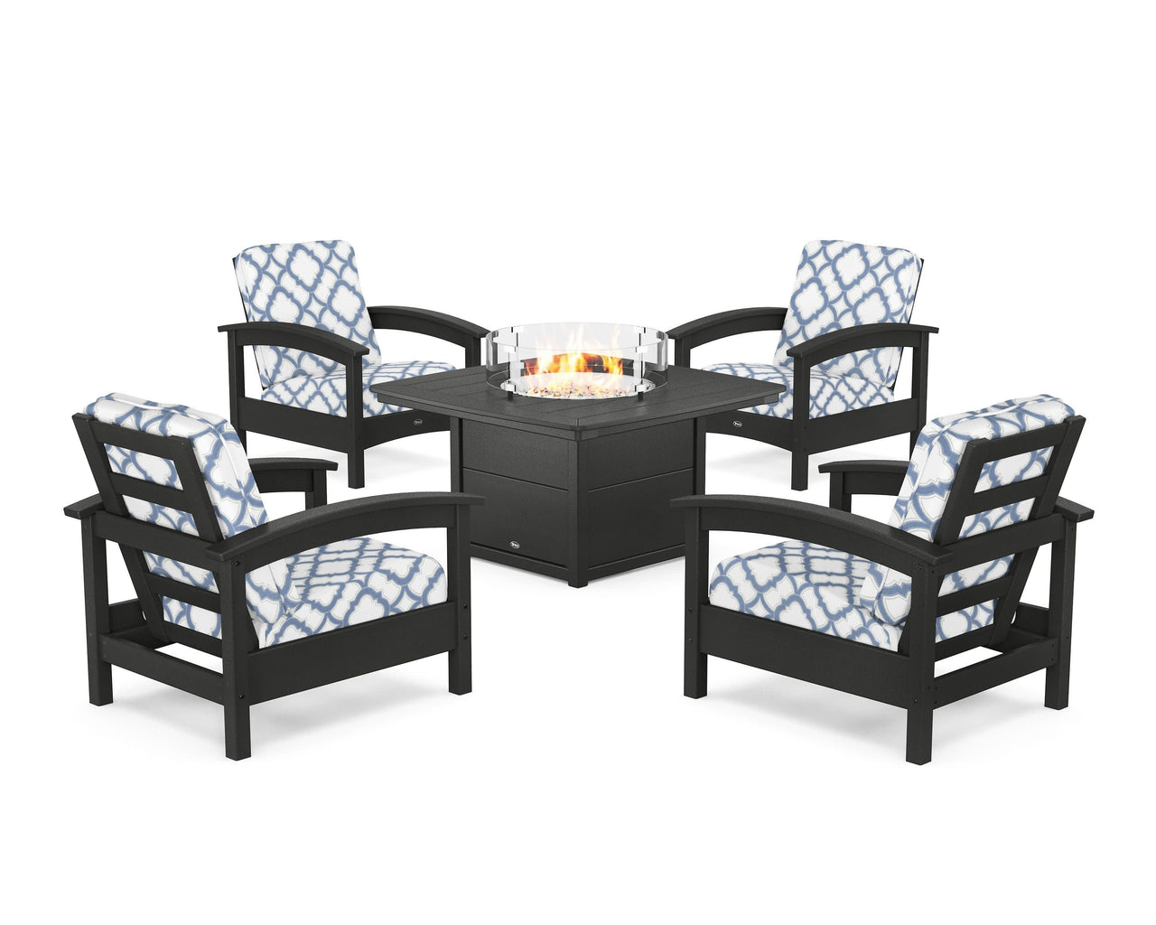 Trex Rockport 5-Piece Deep Seating Set with Yacht Club Fire Pit Table