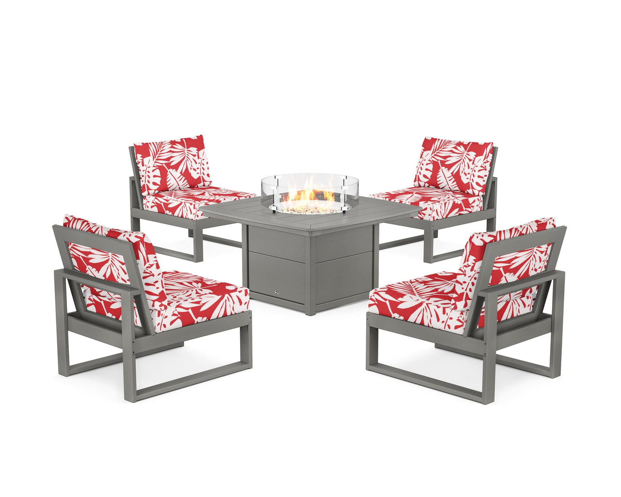 Trex Eastport Modular 5-Piece Deep Seating Set with Yacht Club Fire Pit Table