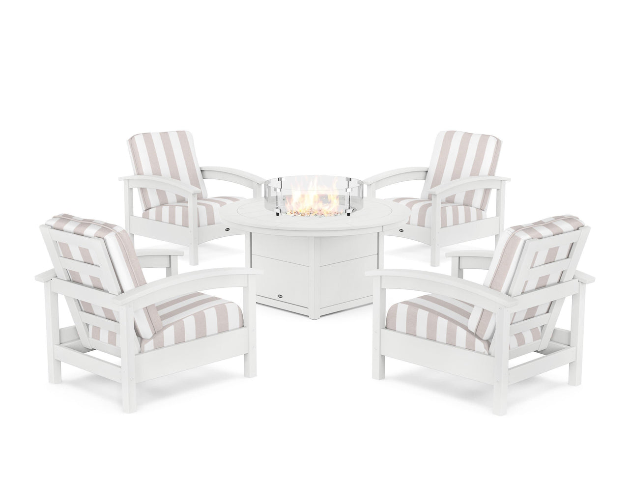 Trex Rockport 5-Piece Deep Seating Set with Round Fire Pit Table