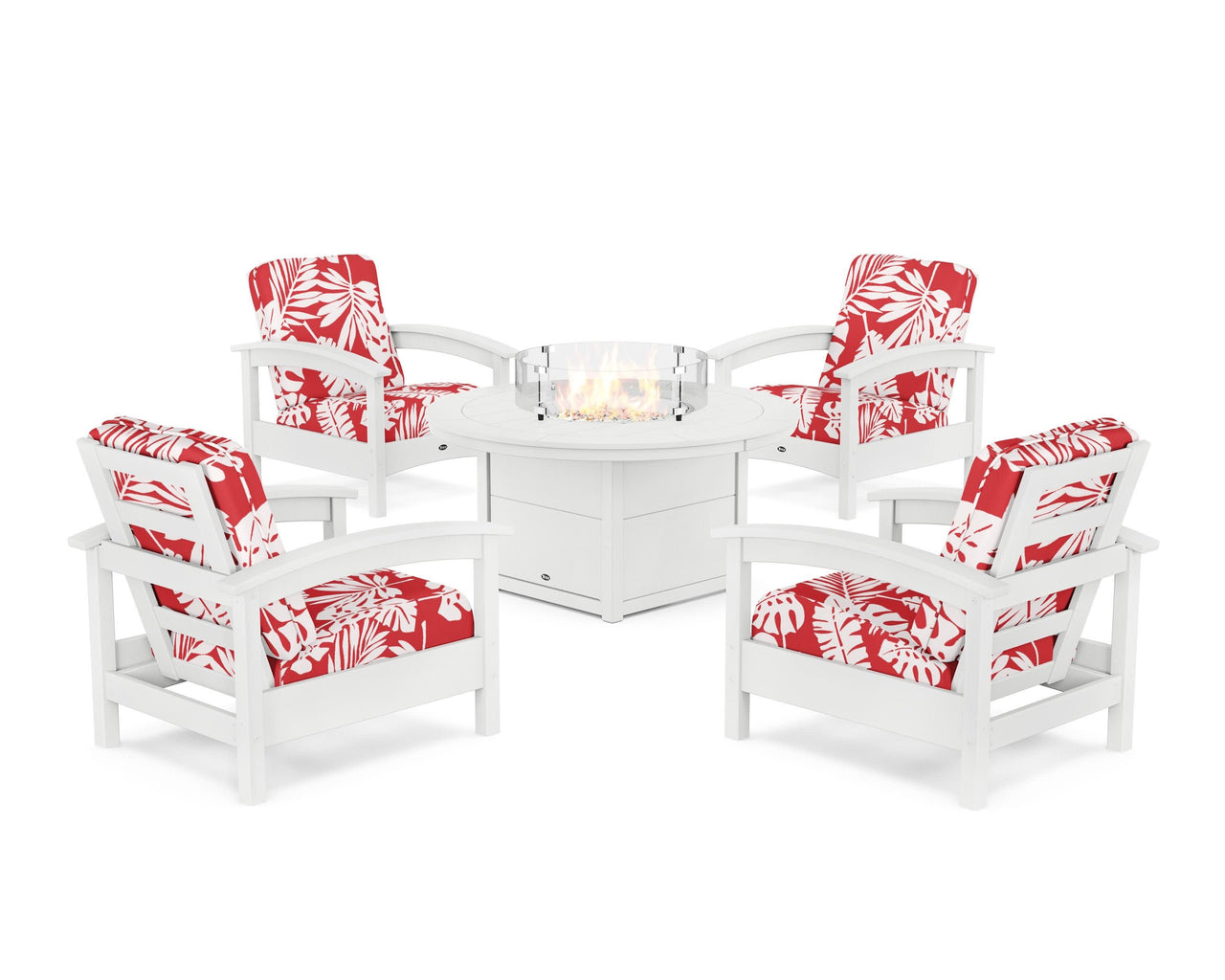 Trex Rockport 5-Piece Deep Seating Set with Round Fire Pit Table