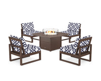 Thumbnail for Trex Eastport Modular 5-Piece Deep Seating Set with Square Fire Pit Table