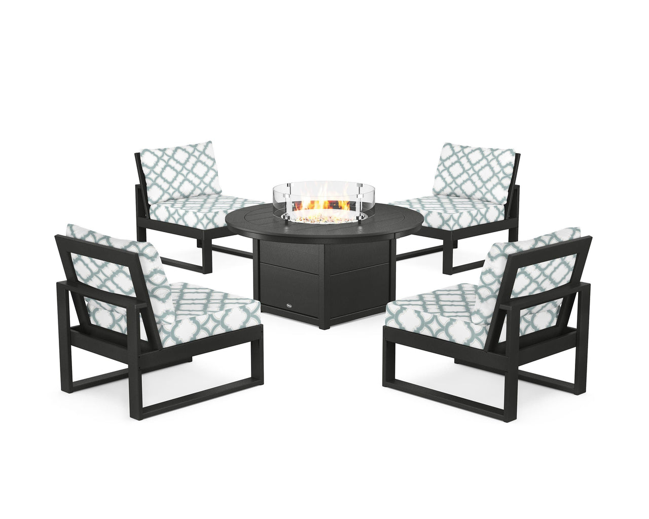 Trex Eastport Modular 5-Piece Deep Seating Set with Round Fire Pit Table