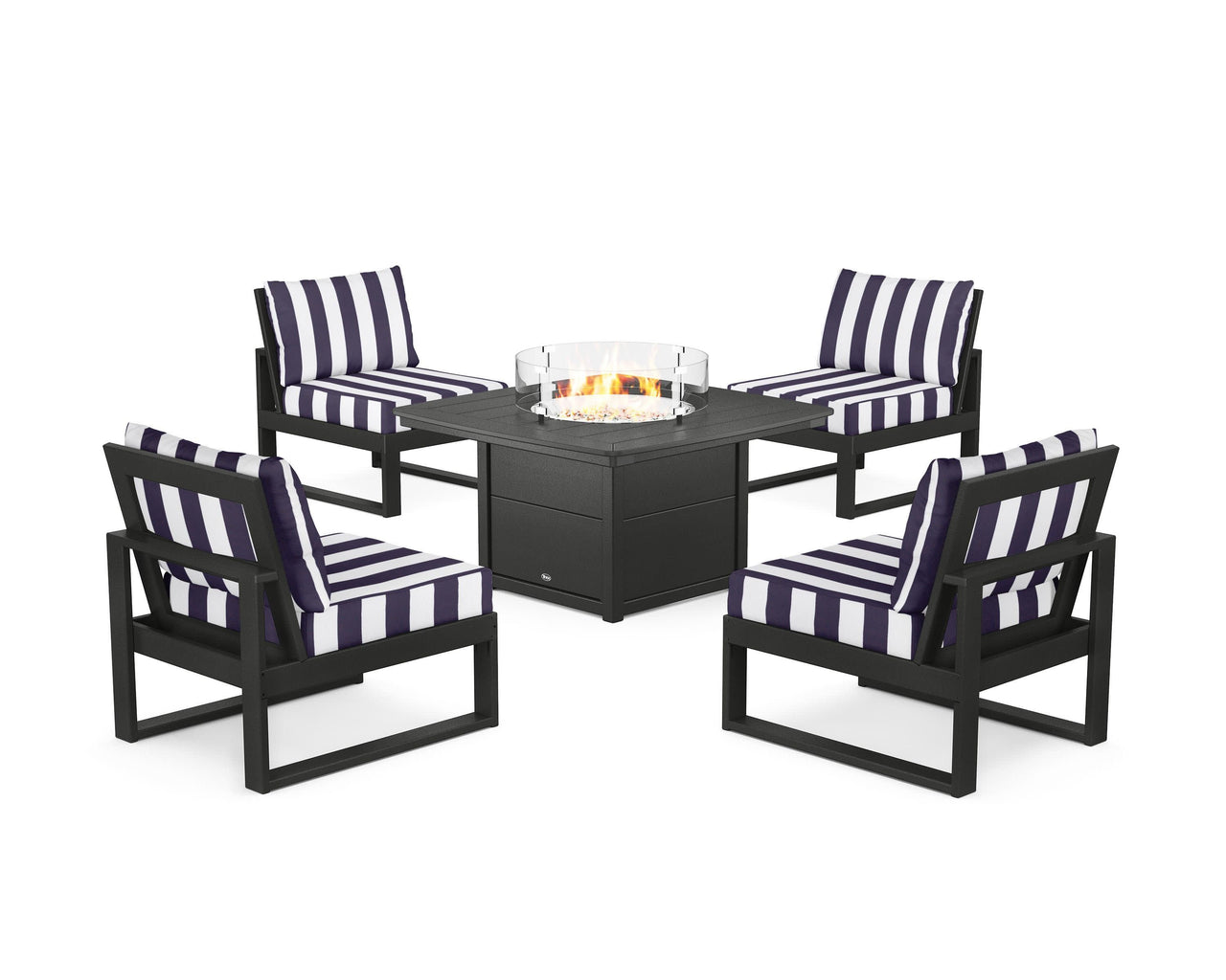 Trex Eastport Modular 5-Piece Deep Seating Set with Yacht Club Fire Pit Table