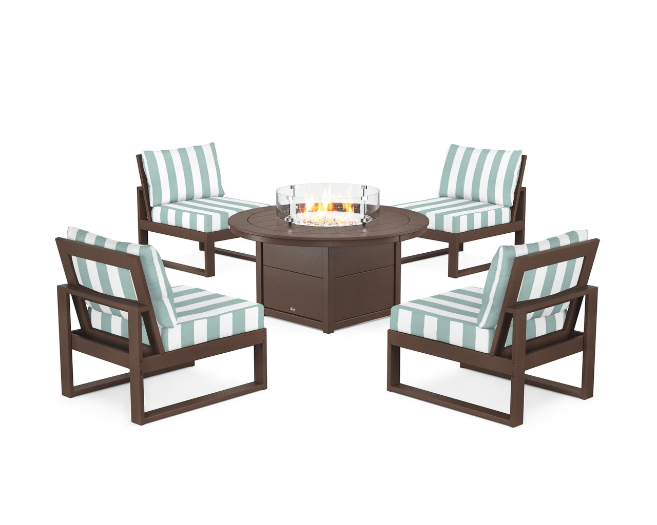 Trex Eastport Modular 5-Piece Deep Seating Set with Round Fire Pit Table