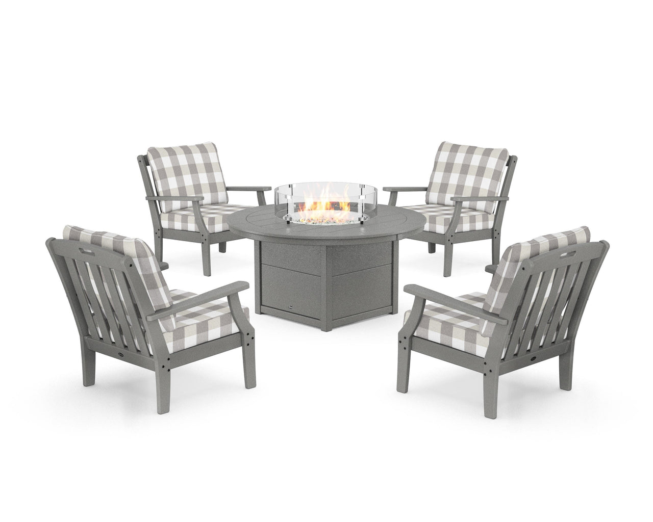 Trex Yacht Club 5-Piece Deep Seating Set with Round Fire Pit Table
