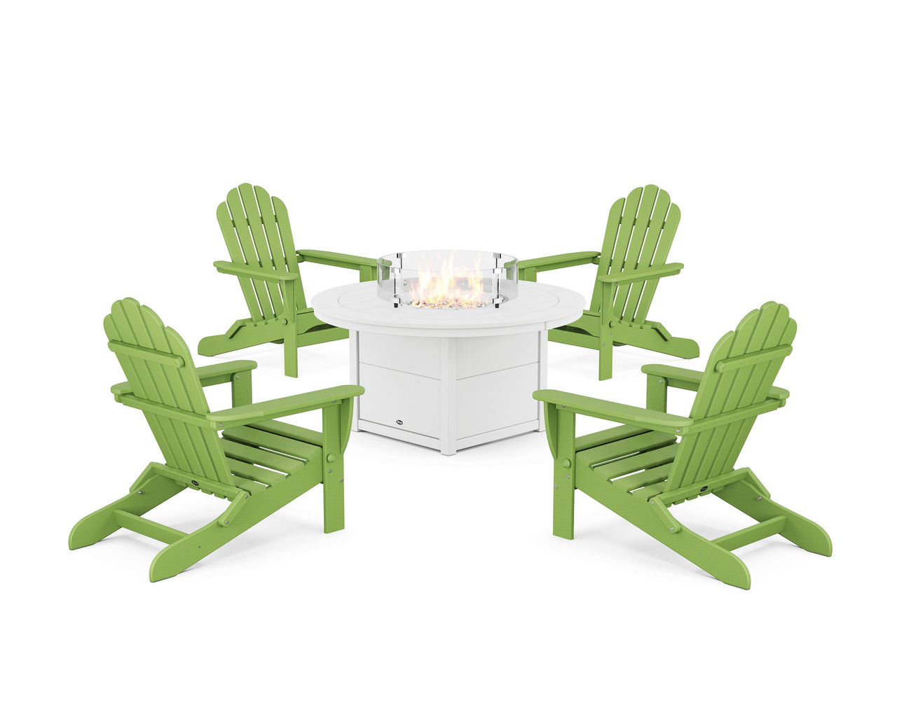 Trex 5-Piece Monterey Bay Folding Adirondack Conversation Set with Fire Pit Table