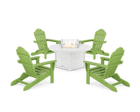 Thumbnail for Trex 5-Piece Monterey Bay Folding Adirondack Conversation Set with Fire Pit Table