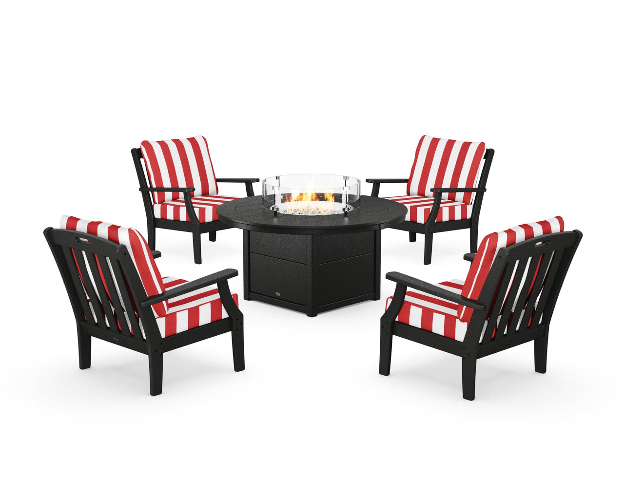 Trex Yacht Club 5-Piece Deep Seating Set with Round Fire Pit Table